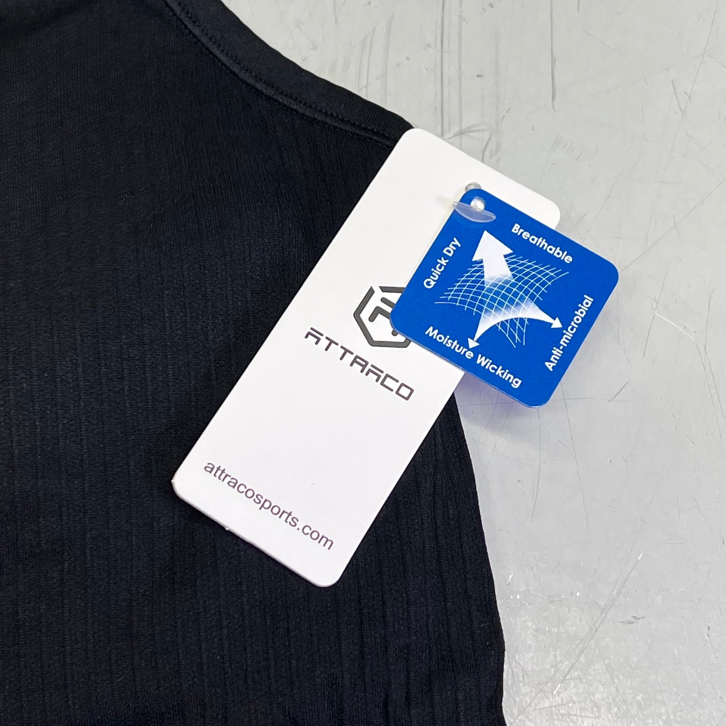 ATTRACO Ribbed Racerback Scoop Neck Athletic Tank Top Women's Sz M Black