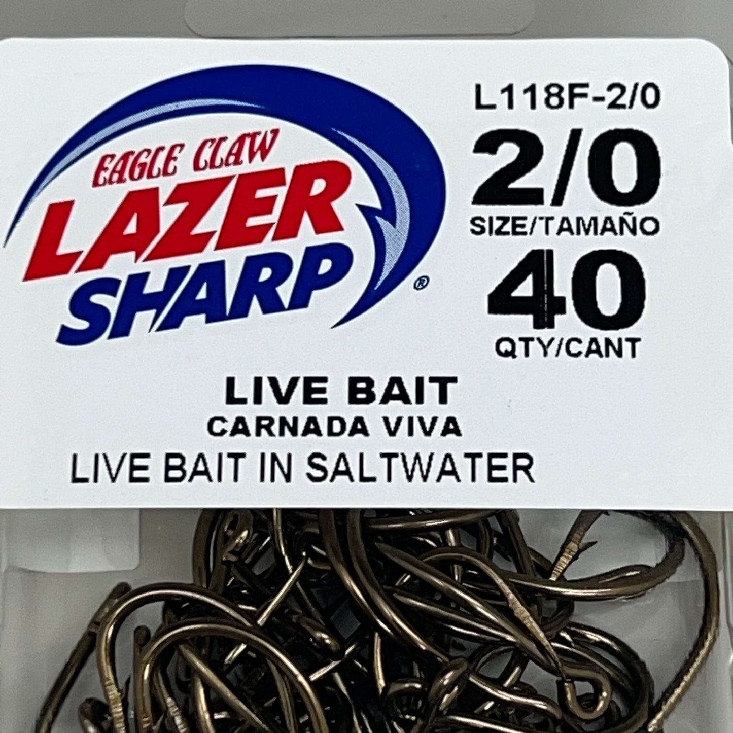 EAGLE CLAW(5 PACK)Lazer Sharp Live Bait in Saltwater Bronze #2/0 40pc L118F-2/0