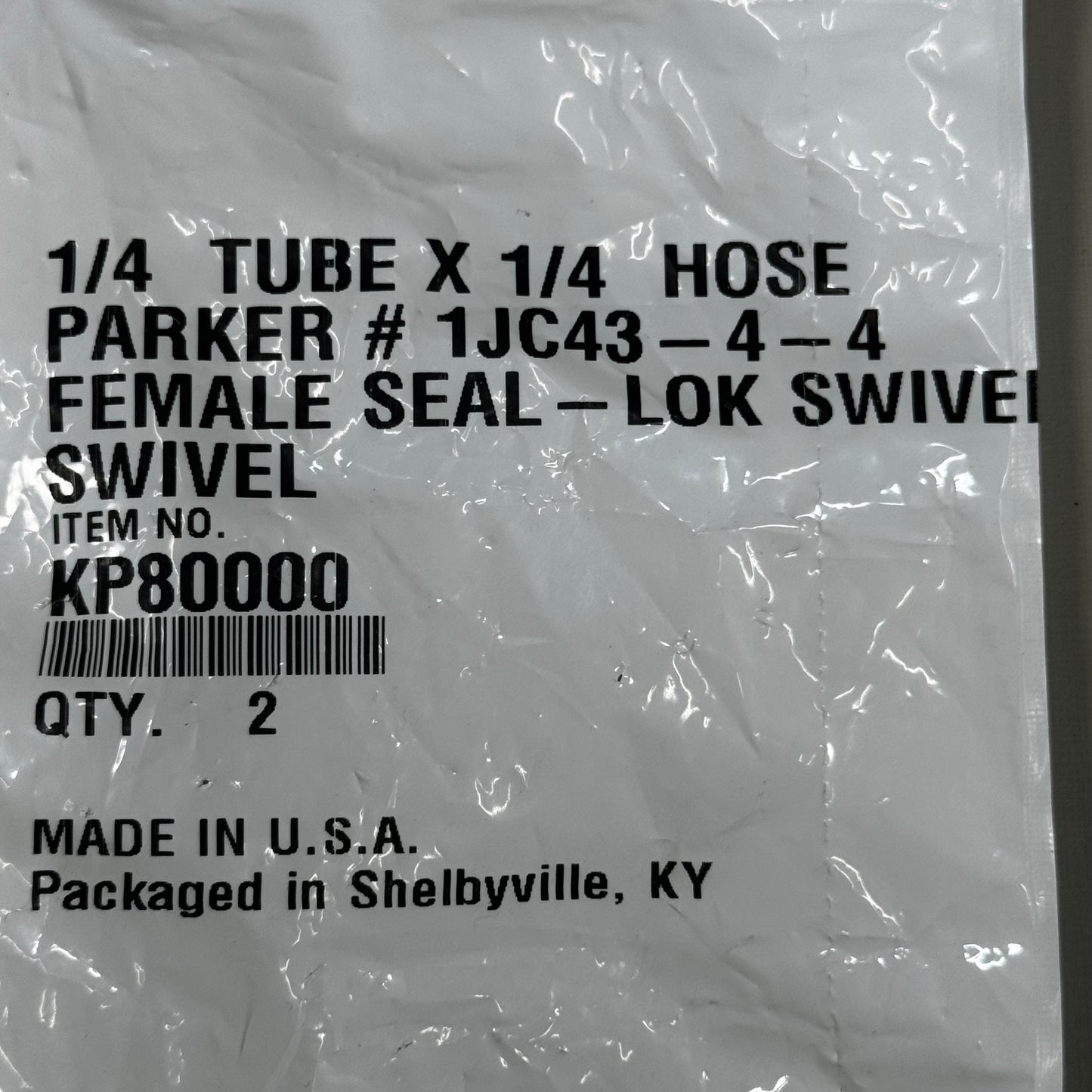 PARKER (2 PACK) Hydraulic Hose Female Seal-LOK Swivel 1/4" x 1/4" Steel KP80000