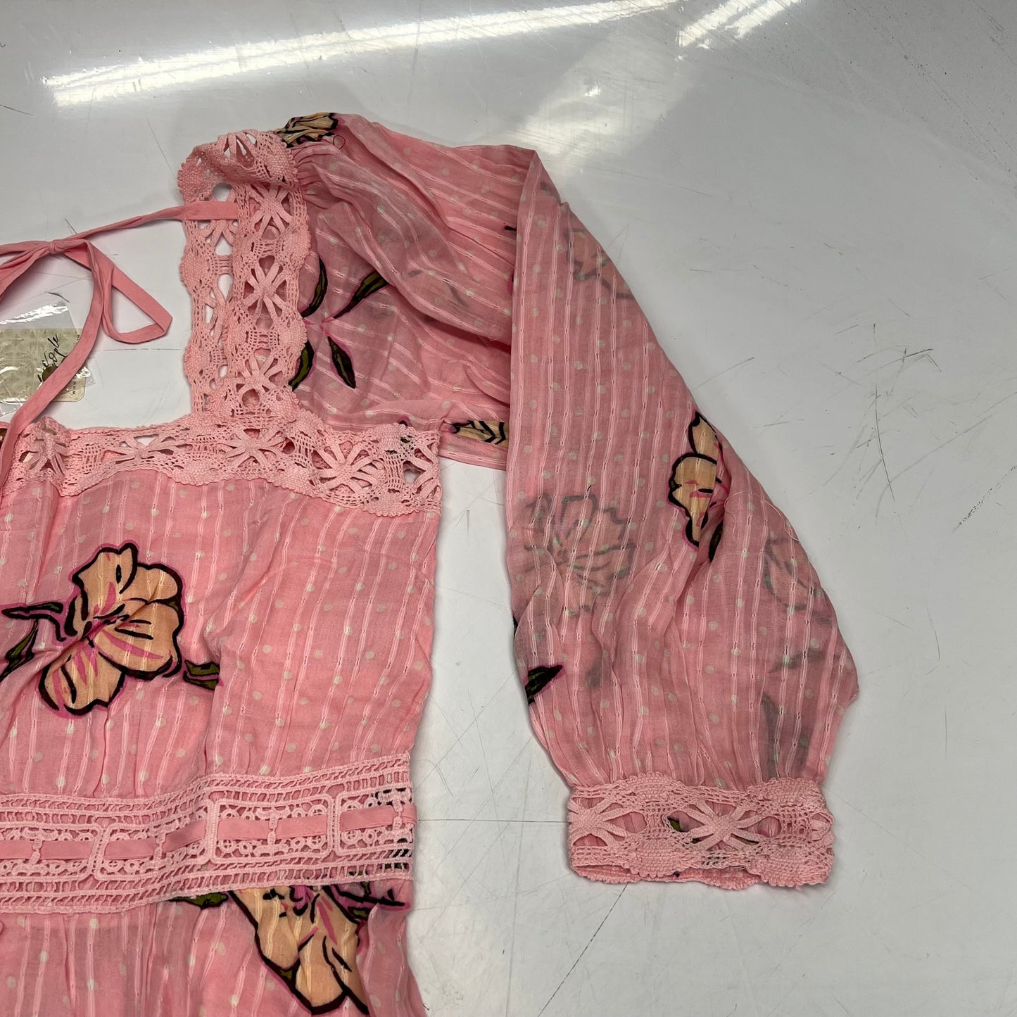 FREE PEOPLE Morning Meadows Long-sleeve Maxi Dress Women's Sz S Pink 10049833
