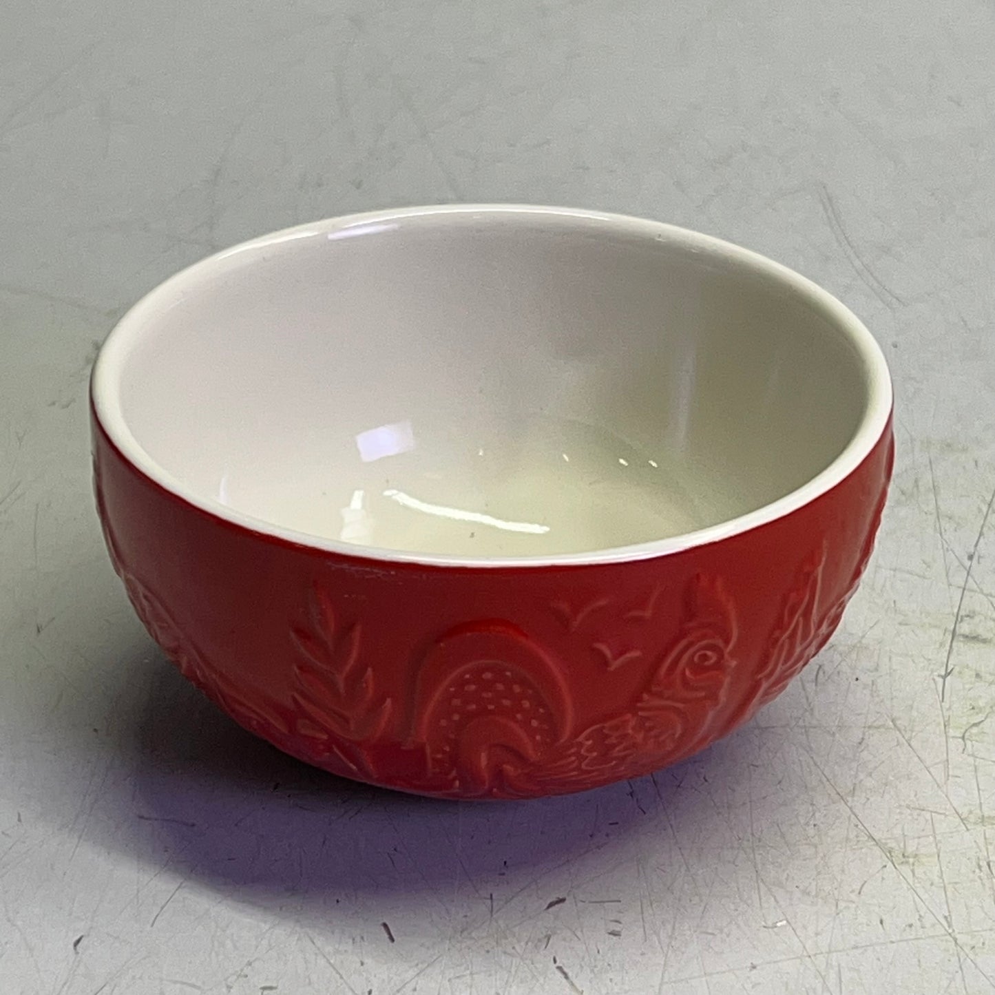 ZA@ KING ARTHUR  (SET OF 4) In The Farmyard Prep Bowls 6oz Cap Red/Yellow/White/Blue 51245