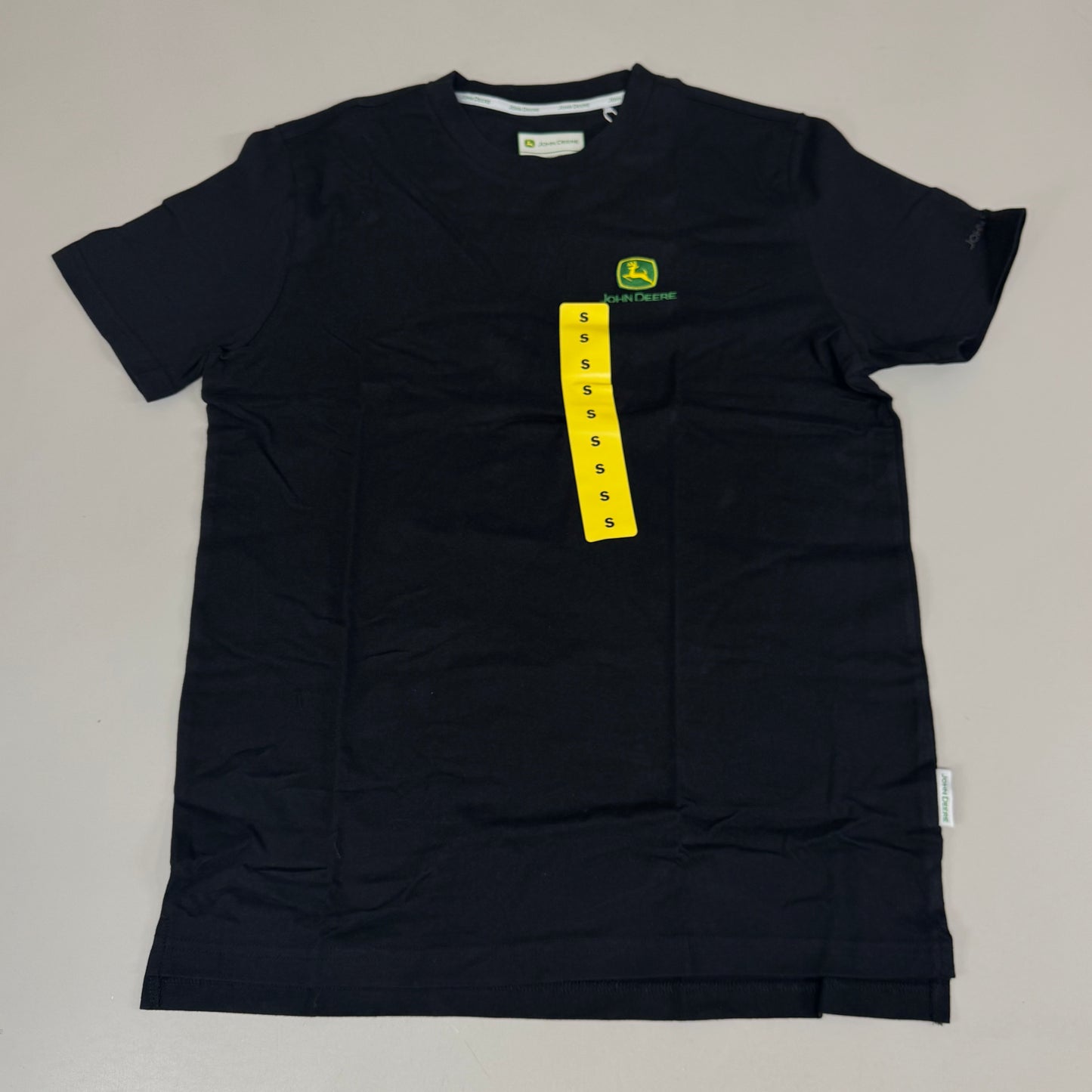 JOHN DEERE Embroidered Logo Short Sleeve Tee Shirt Men's Sz S Black 1896842