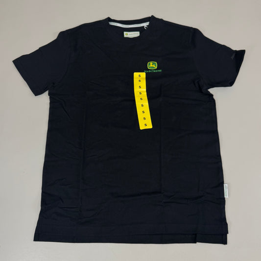 JOHN DEERE Embroidered Logo Short Sleeve Tee Shirt Men's Sz S Black 1896842