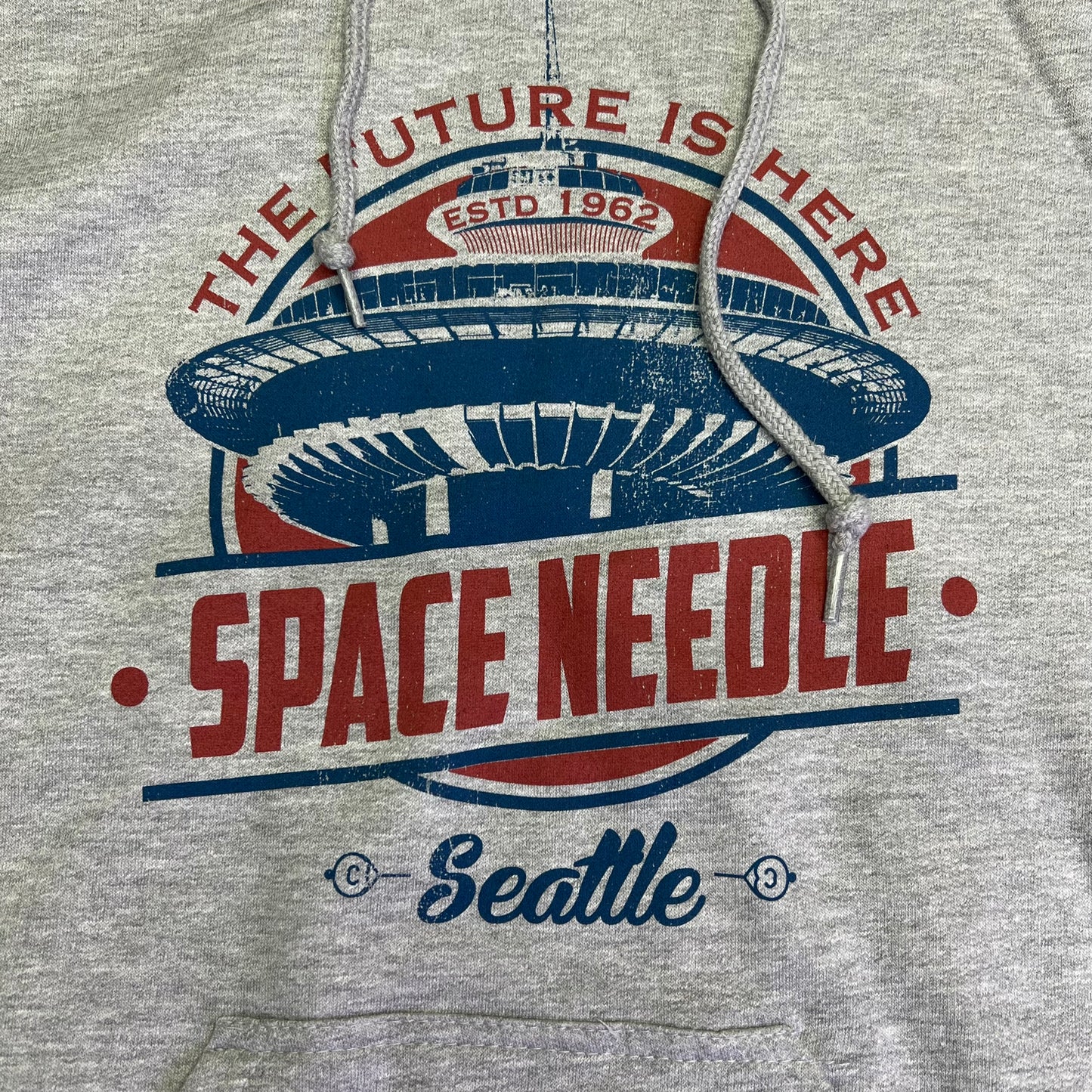 POINT Seattle Washington Space Needle Hoodie Unisex Sz S Heather Grey 041713
