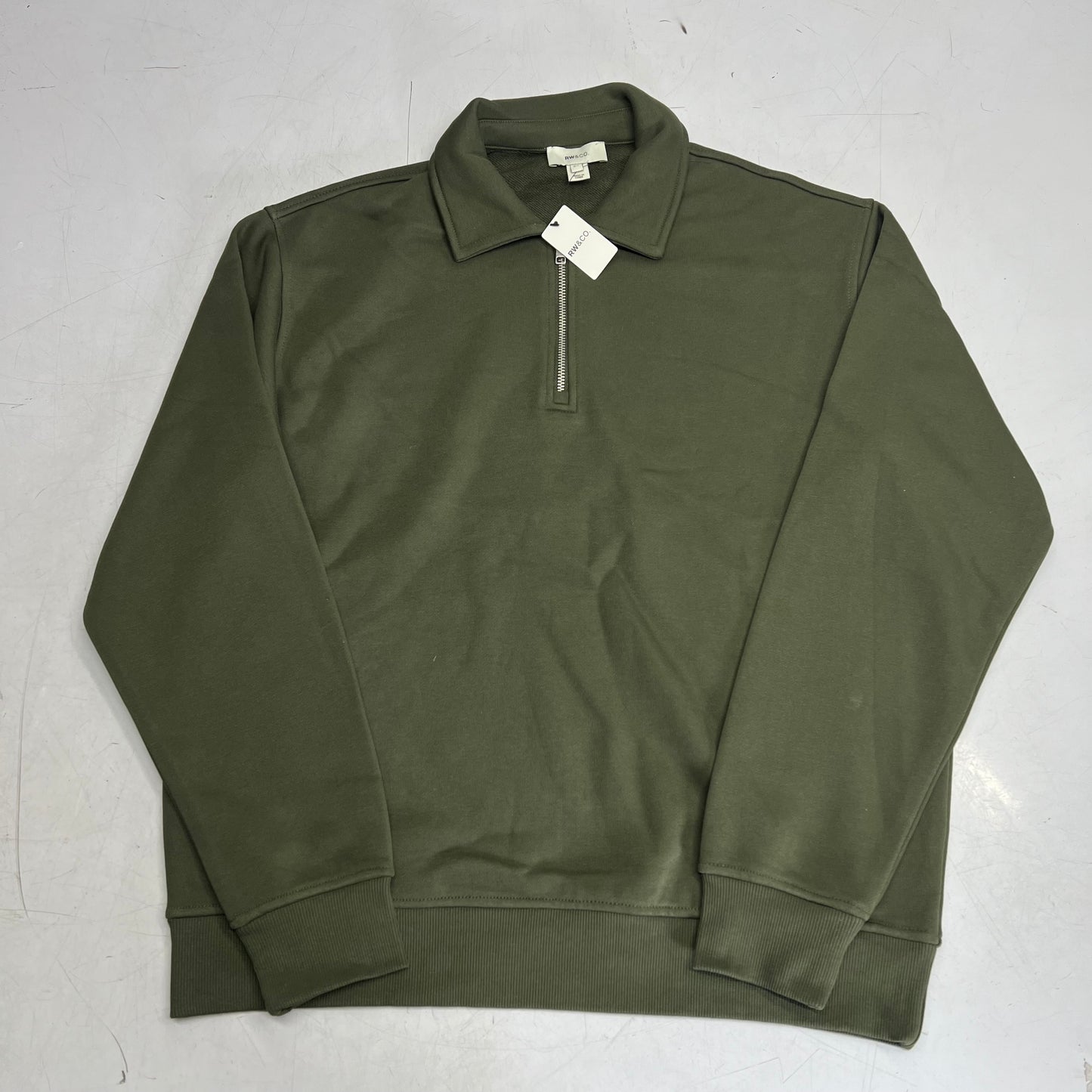 RW & CO Long-sleeve Quarter-zip Polo Sweater Men's Sz S Forest Green 492388