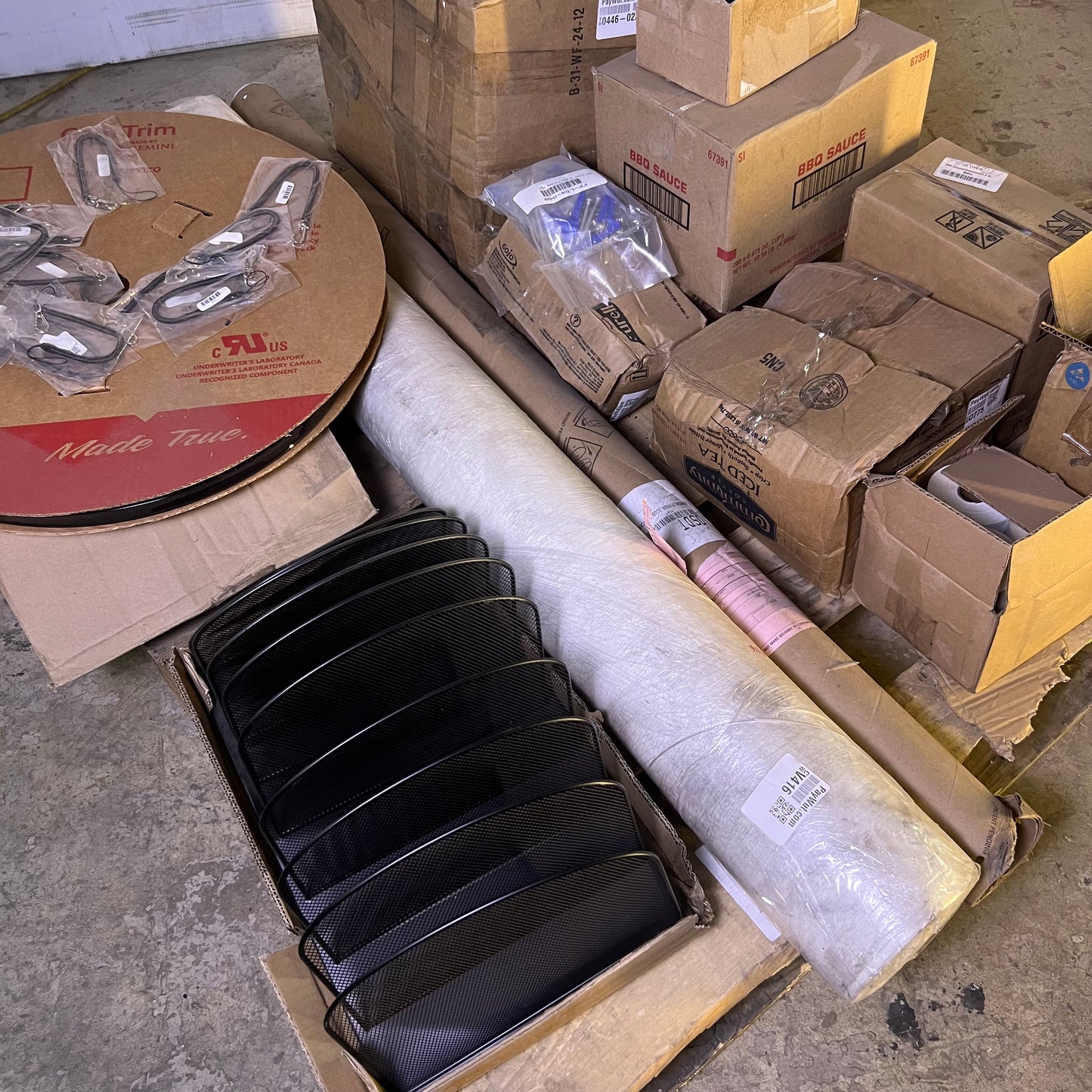 ZA@ Pallet of MIXED, KOROSEAL Wall Covering, Foam Soap, Iced Tea, Etc... (AS-IS)