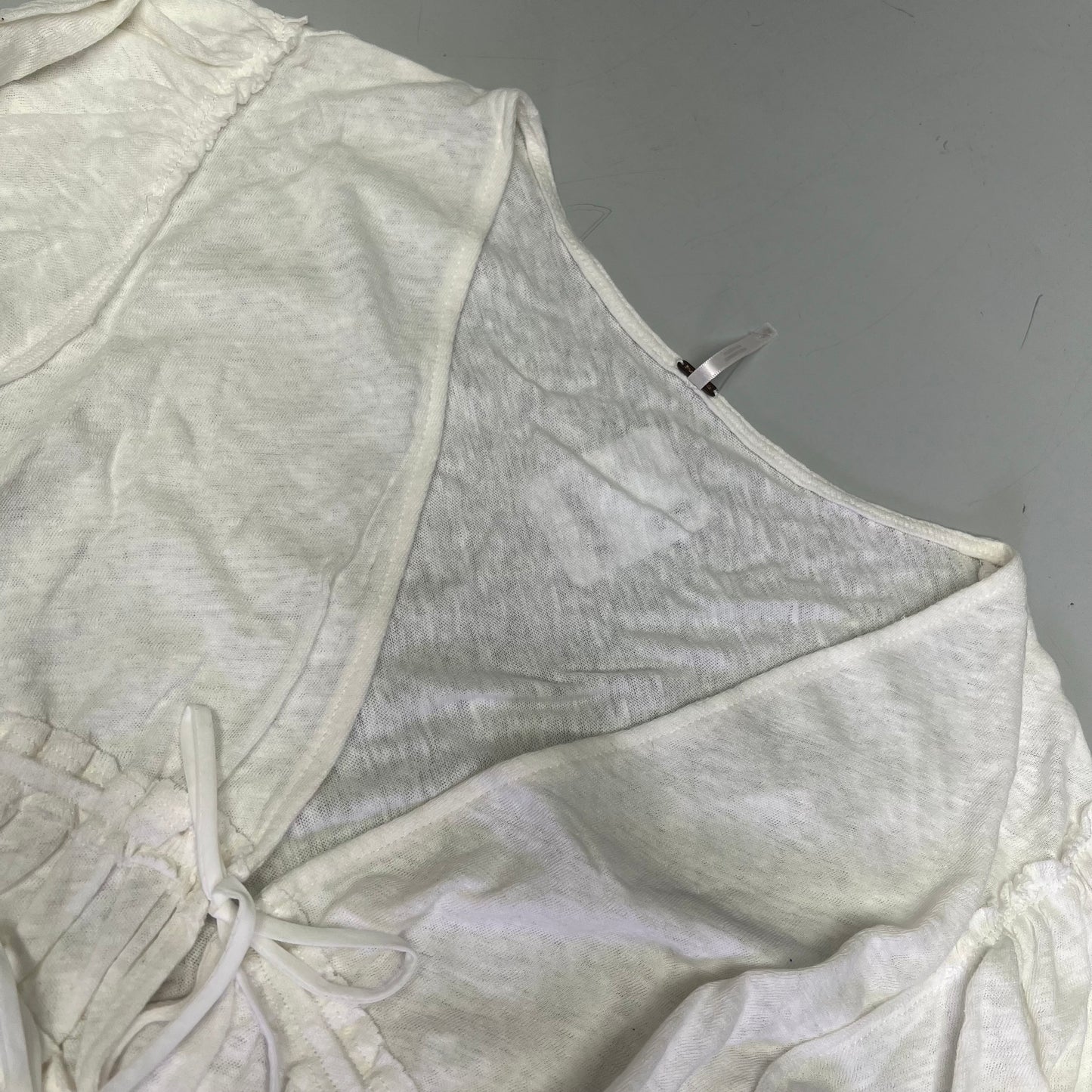 FREE PEOPLE Breezy Beachy Cotton Linen Let's Go Blouse Women's Sz M Ivory