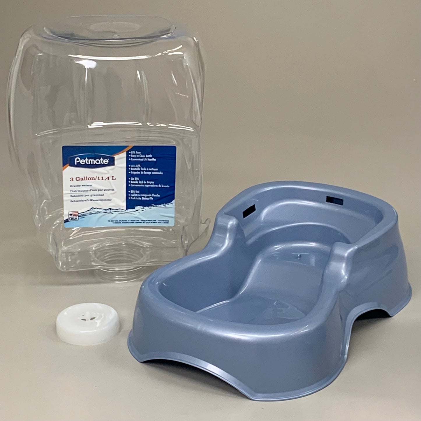 ZA@ PETMATE Pet Cafe Gravity Waterer Water Bowl Station 3 Gal (2 PACK) Blue 24406 C