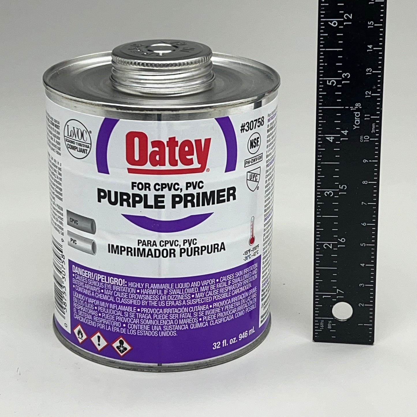 OATEY Aggressive Purple Primer CPVC & PVC Purple Tint 32 fl oz 30758