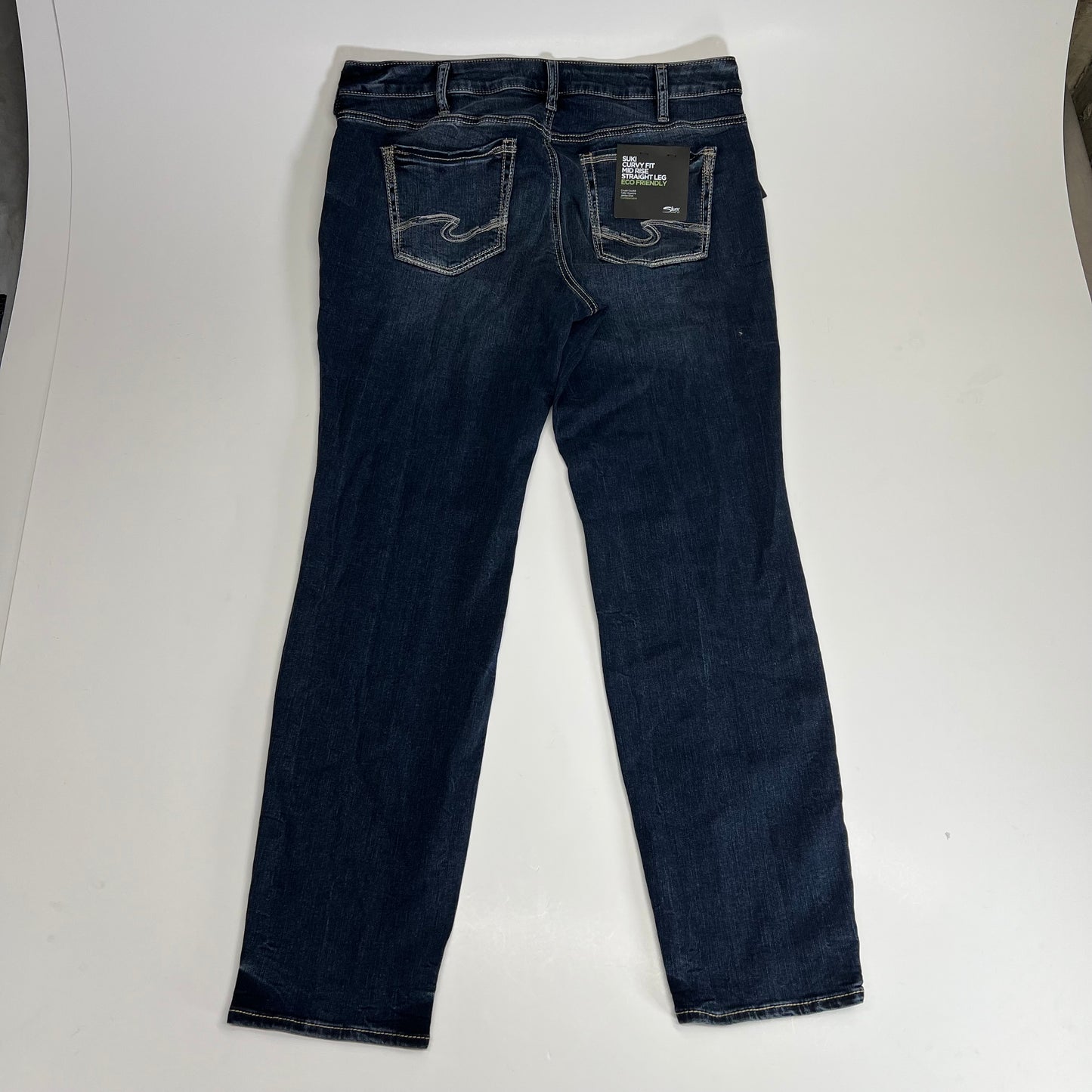 SILVER JEANS CO Suki Curvy Mid Rise Straight Leg Women's Sz 18/33 Indigo W93413EDB359
