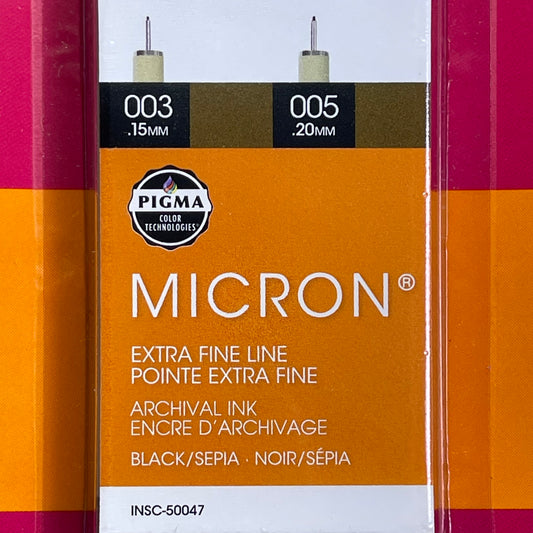 SAKURA (3-PACK) Pigma Micron Pens 0.15mm & 0.20mm Black/Sepia 50047