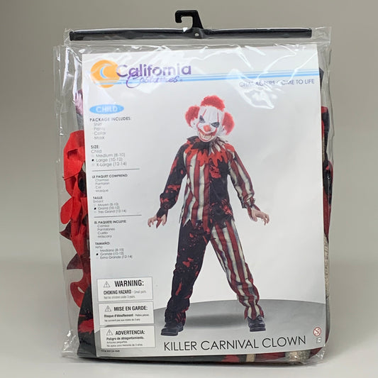 CALIFORNIA COSTUMES Childs Killer Carnival Clown Sz-L (10-12) Red 3124-068