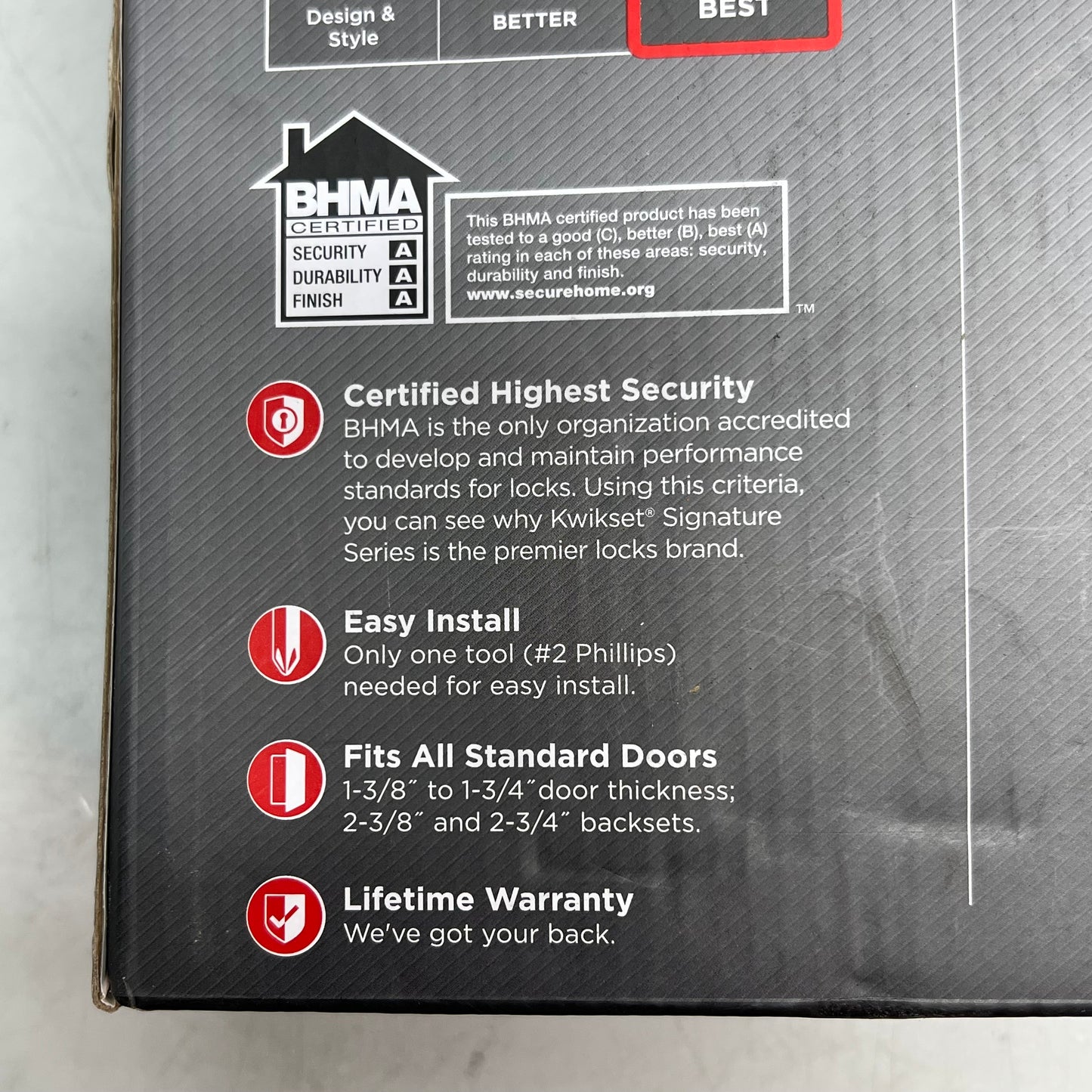 KWIKSET Halifax Double Cylinder Deadbolt & Keyed Entry Matte Black 99910-068 Damaged Package