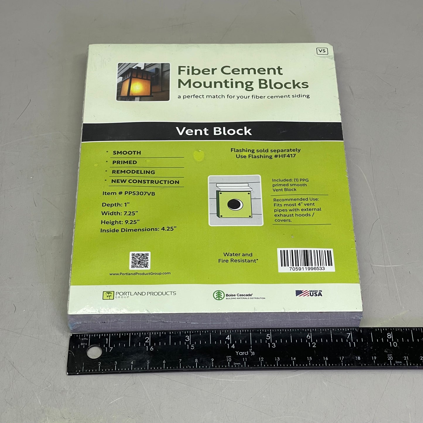 PORTLANDPRODUCTS (10 PACK) Primed Smooth Vent Block O/D 7.25" x 9.25" x I/D 4.25" Grey PPS307VB