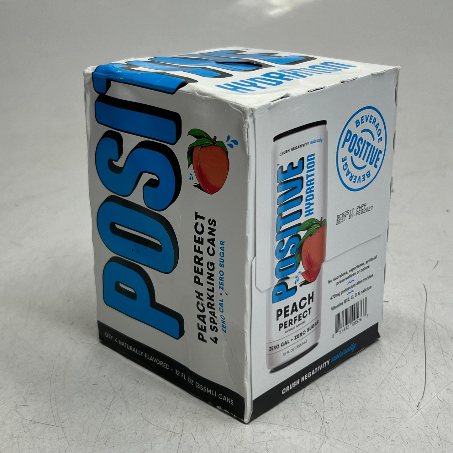 ZA@ POSITIVE (24 PACK) Hydration Peach Perfect 12 fl. oz. BB 02/27