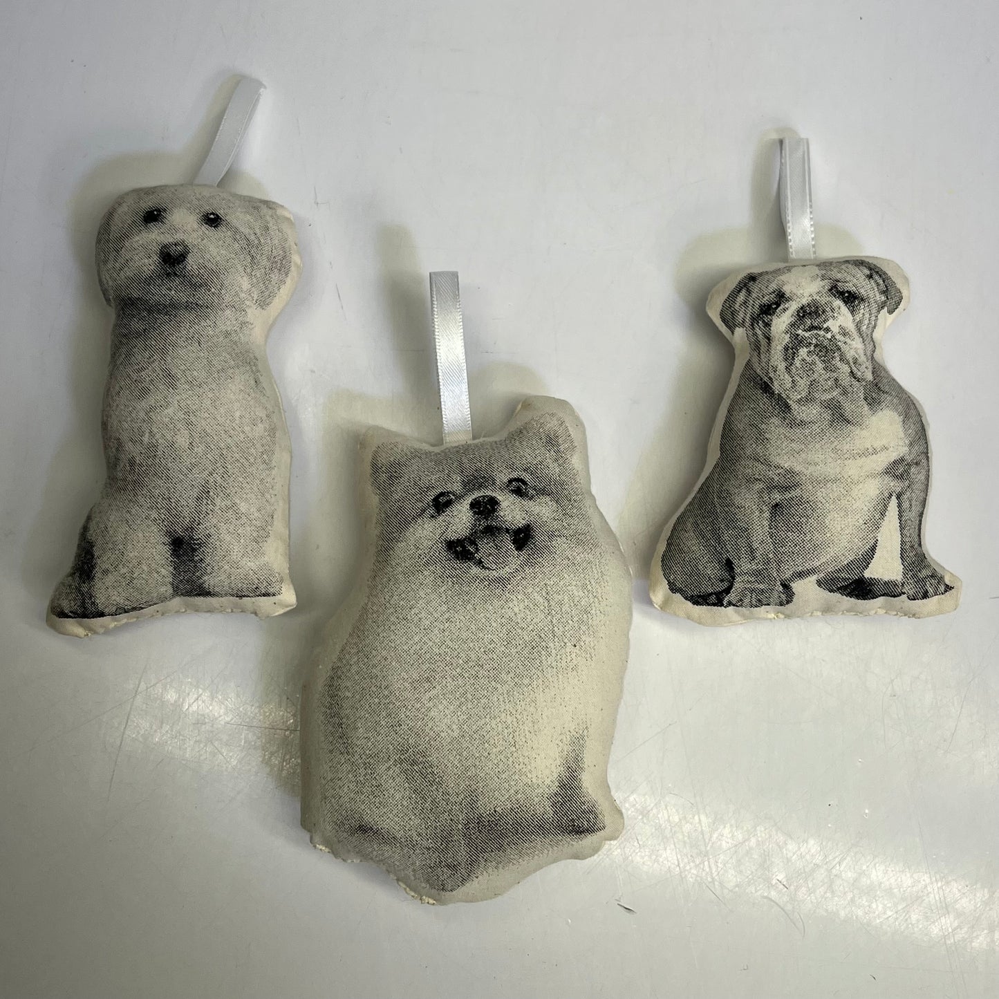 BRODERPRESS (3 PACK) Hand Silkscreened Dog Ornaments 3.5"x5" Black & White