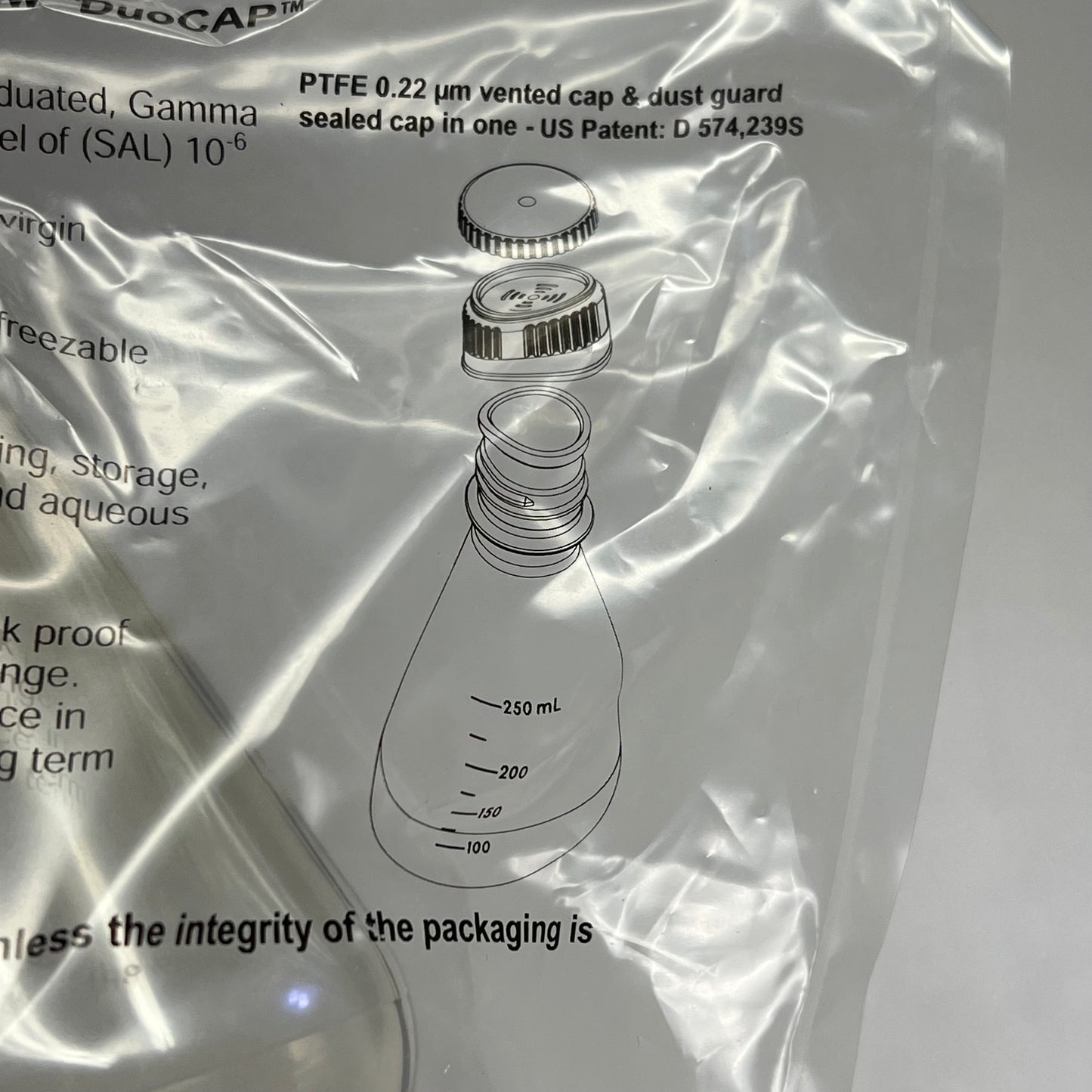 GENE MATE (12 PACK) Poly Erlenmeyer / Shaker Culture Flask W/ Duo Cap 250ml