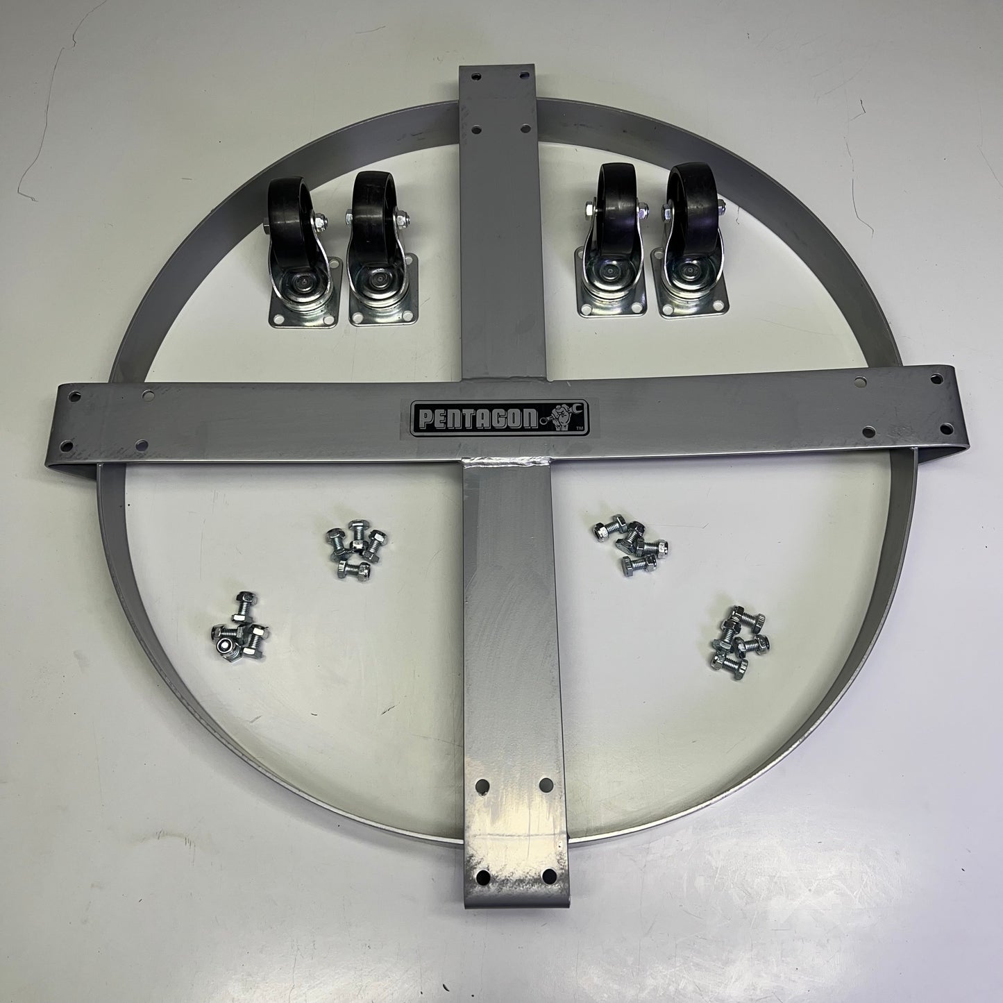 PENTAGON 55 Gallon Drum Dolly W/ Hardware 26.5" x 26.5" Gray 83-DT5493 5042