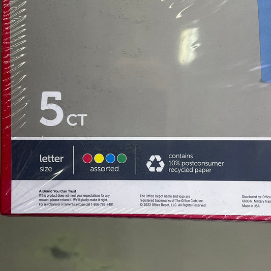 OFFICE DEPOT (5 PACK) File Cabinet Pockets  Letter Sz 3-1/2" Rainbow 1378432