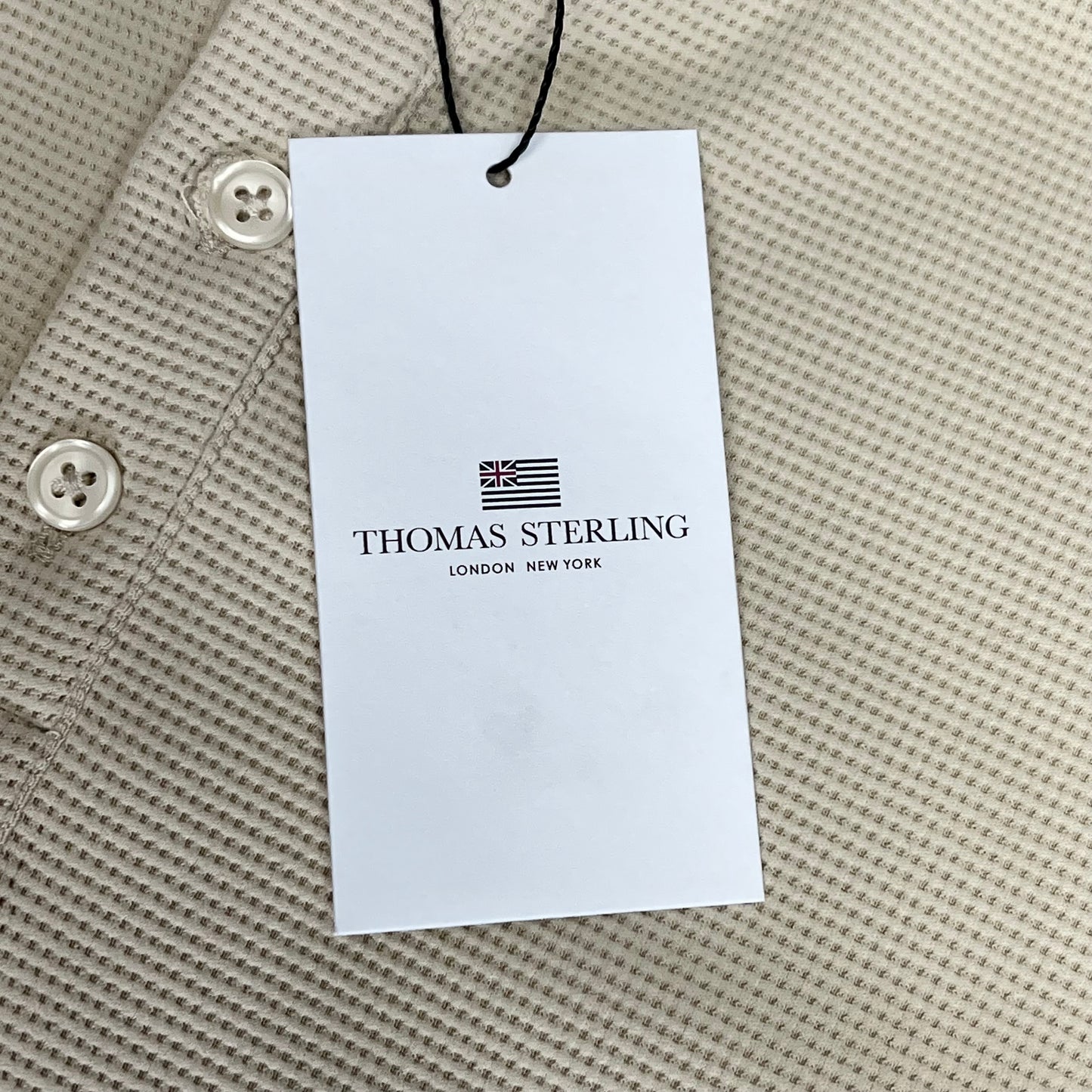 THOMAS STERLING Half Button Soft Waffle Knit Long Sleeve Men's Sz XL Khaki