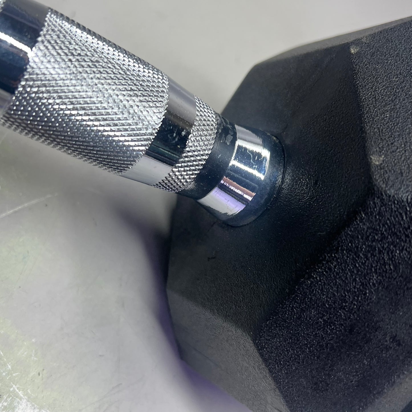 ZA@ CAP (2 PACK, 45 LBS Each) Hexagon Rubber Dumbbell Set Contoured Handle Black/Chrome