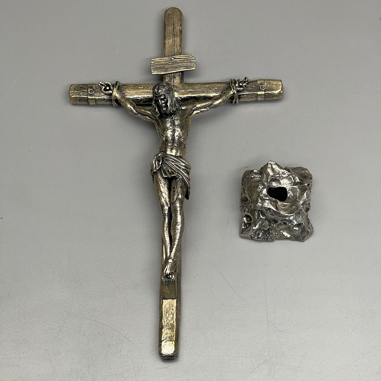 SILVER STATUES The Price He Paid XL 30+ Troy oz .925 Sterling Silver Jesus on the Cross Crucifix (New)