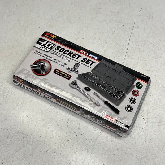 PERFORMANCE TOOL (40 PIECE) Socket Set W/ Ratchet 1/4" & 3/8" Grey/Chrome W1173