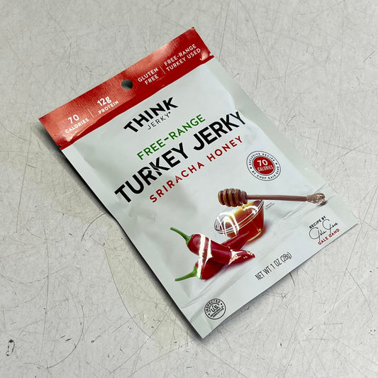 ZA@ THINK (10 PACK) Gluten Free Grass Fed Sriracha Honey Beef Jerky 1oz BB 10/26