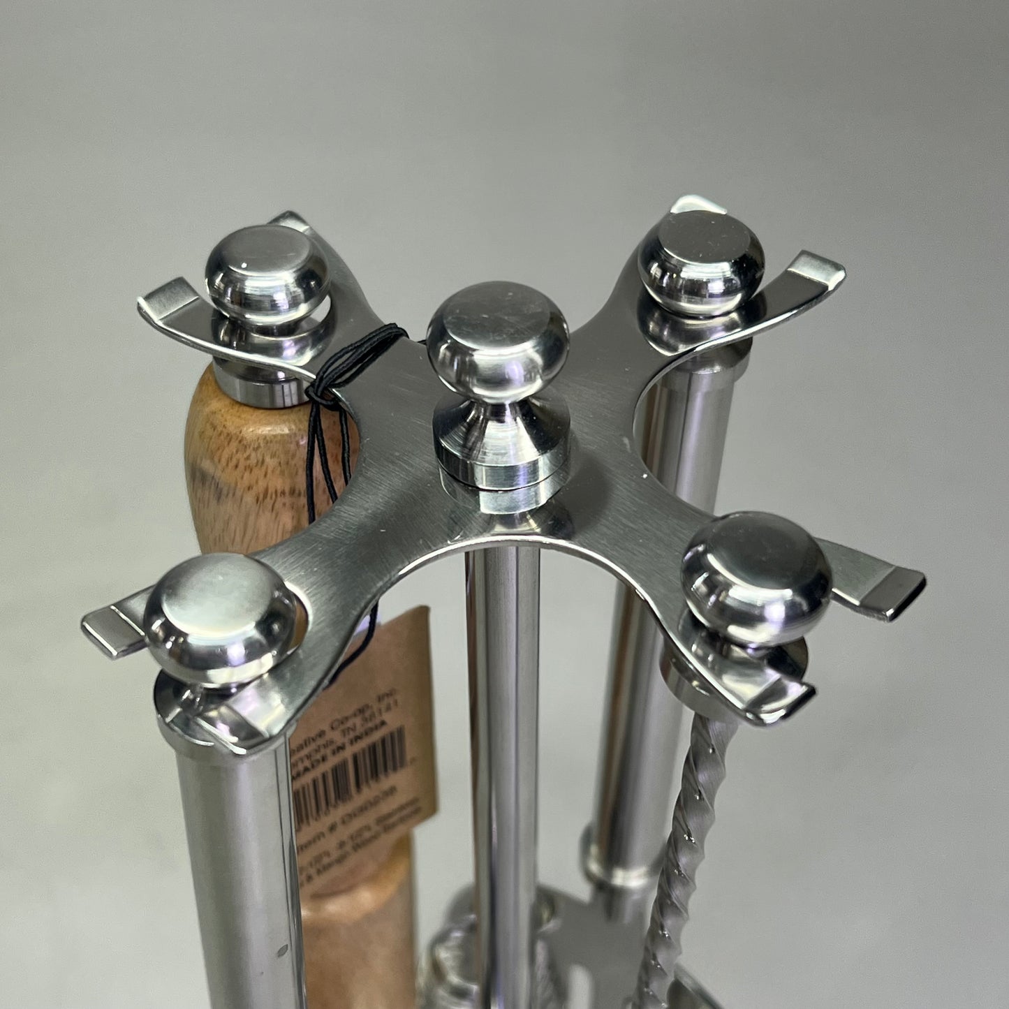 CREATIVE CO-OP Stainless Steel & Mango Wood Bar Tools w/ Stand Set of 5 DG0238