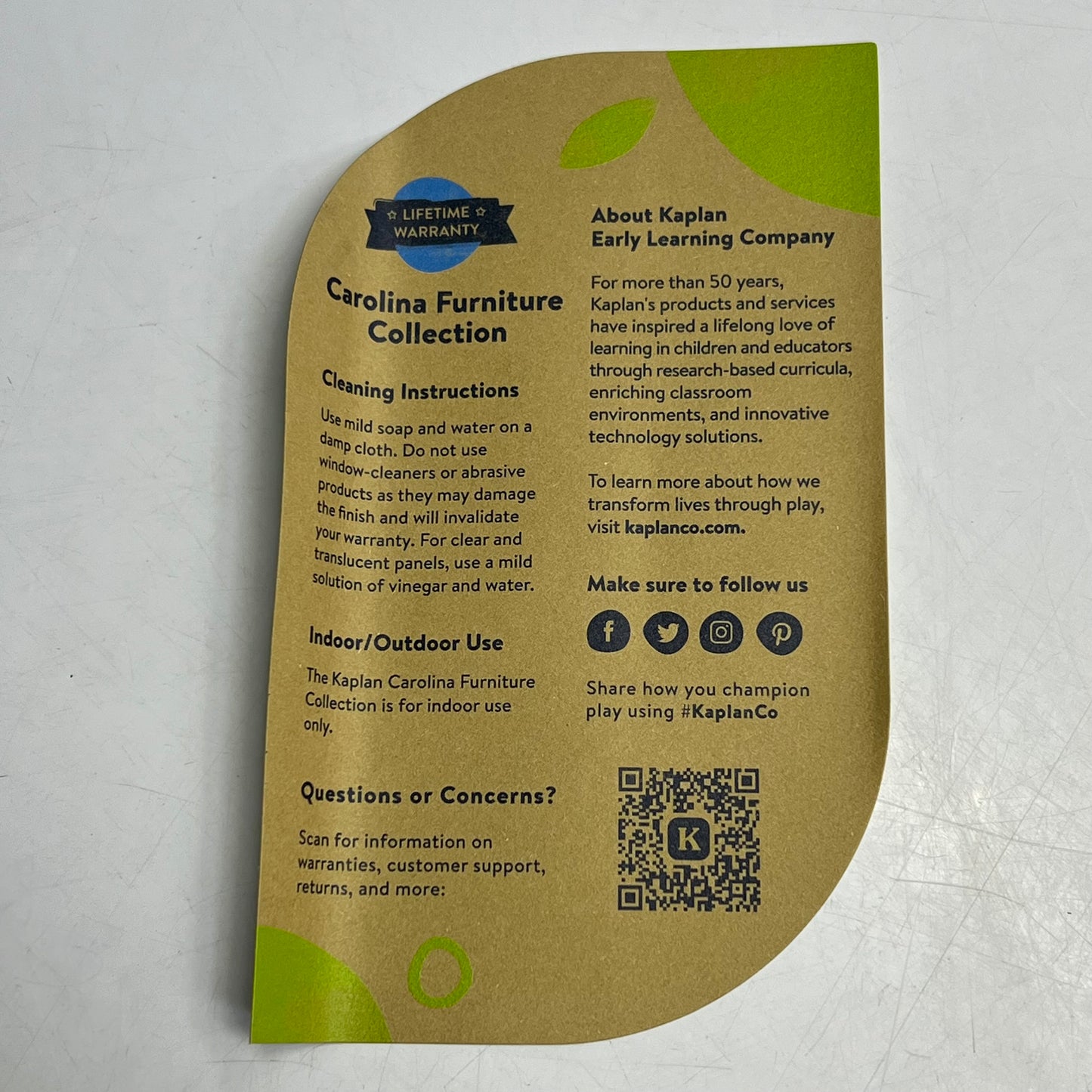 KAPLAN Caroline Birch Table Legs For Adjustable Rectangle Table 18" Tan 87024-18