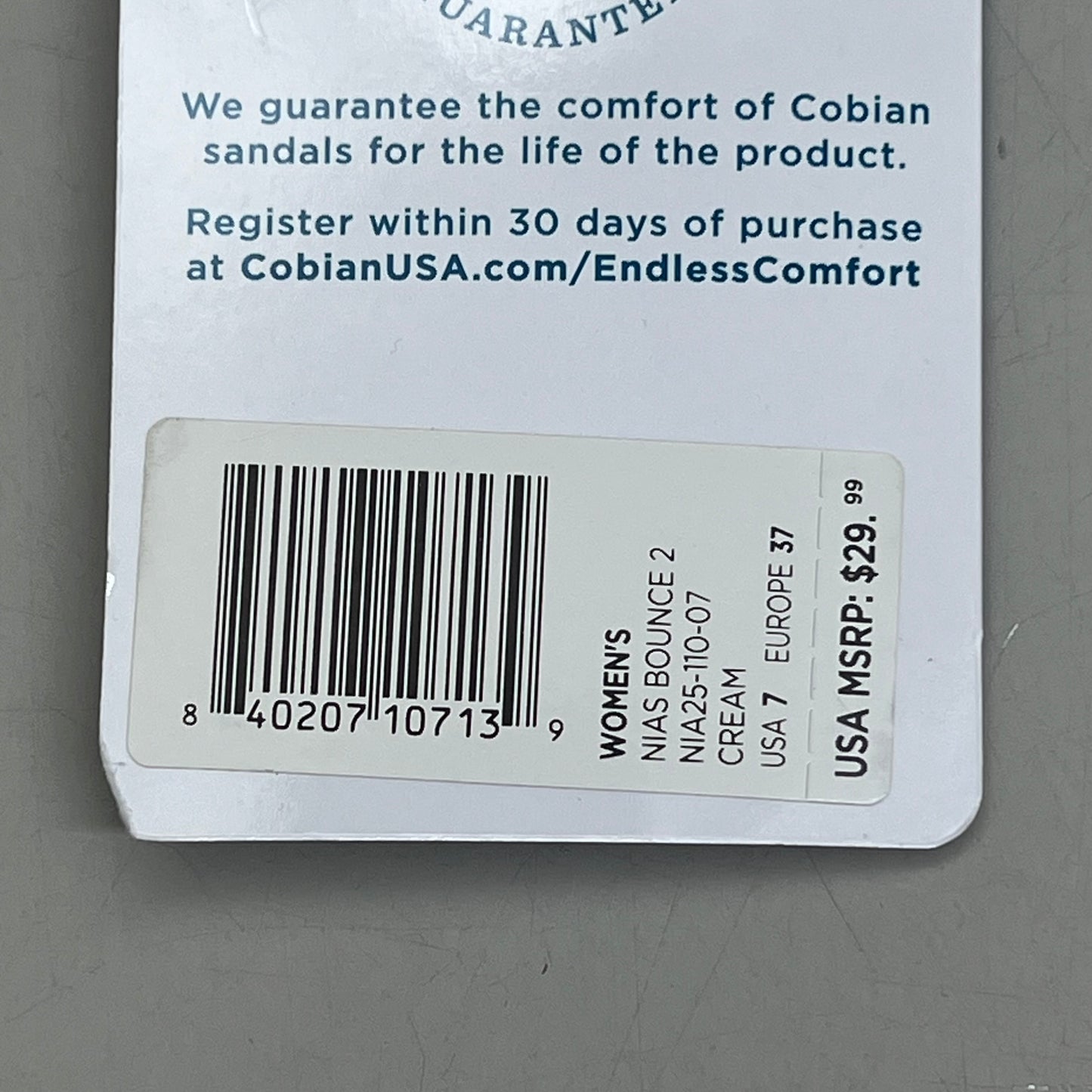 COBIAN Nia's Bounce Synthetic Leather Sandals Women's Sz 7, EU 37 Cream NIA25-110-7