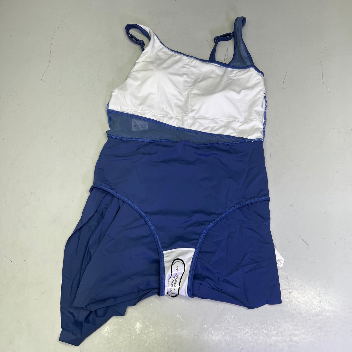 CHARMO One Piece Side Tie Dress W/ Mesh Cut Out Swimsuit Women's Sz L Blue