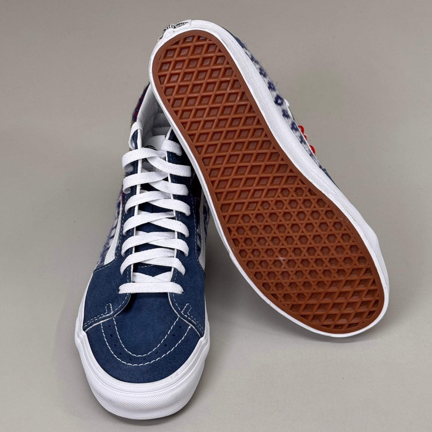 VANS Deconstructed Suede & Canvas Sk8-Hi Sneakers Flannel M SZ 8 W SZ 9.5 Blue