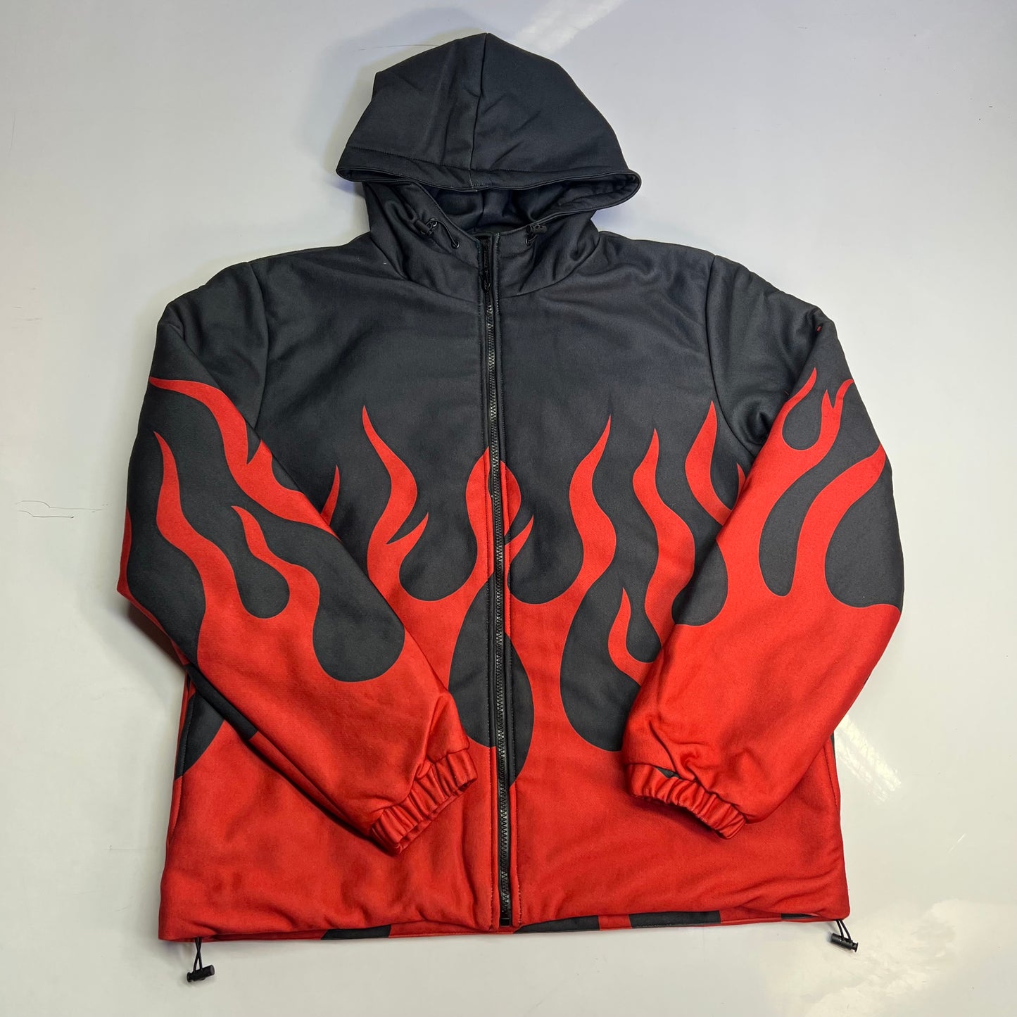 AMERICAN STITCH Flame Coat Jacket Full Zip Men's Sz S Black/Red HD25-T333