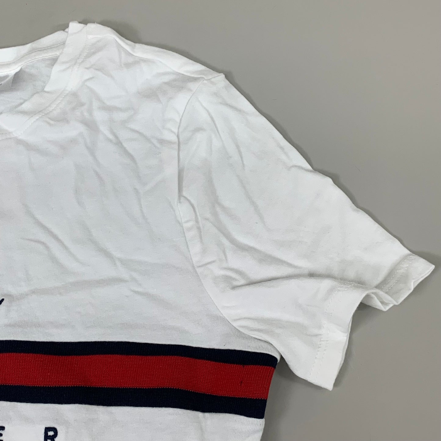 TOMMY HILFIGER Adaptive Short Sleeve Hook & Loop T-Shirt White Women's SZ S/P Signature Stripe (New Other)