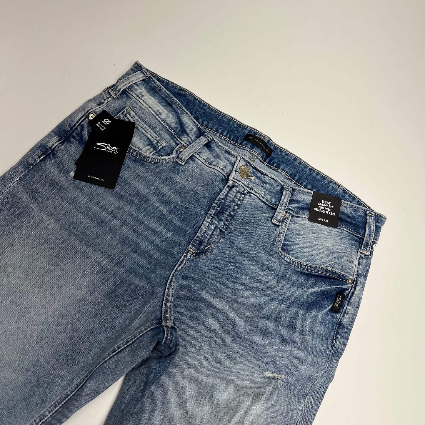 SILVER JEANS CO Elyse Curvy Fit Mid Rise Straight Leg Women's Size 34/29 Indigo