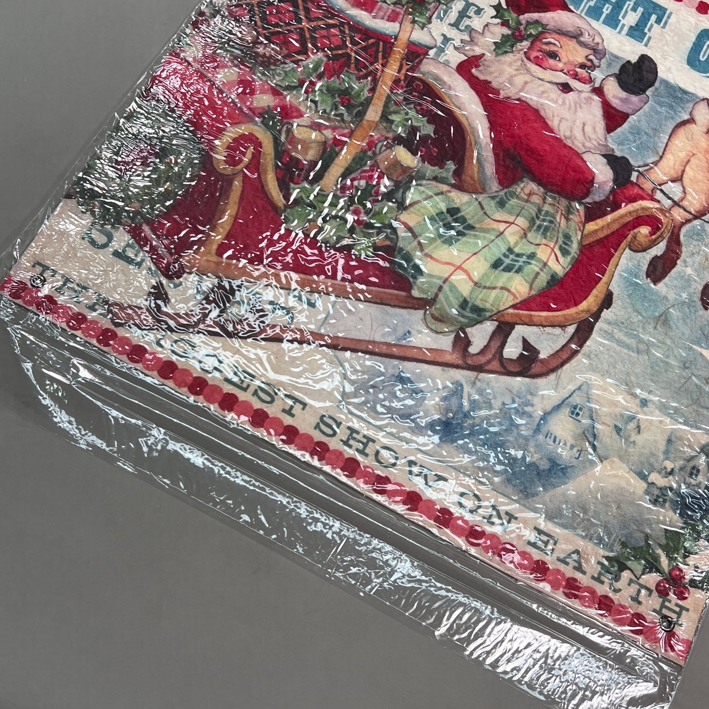 8-PK! RAZ IMPORTS 24" Santa Claus is Coming to Town Paper Tapestry Christmas Decor 4159082 (New)