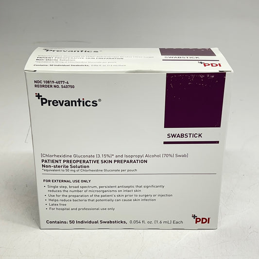 PDI (50 PACK) Prevantics Premoistened Swabsticks 2 Sided S40750 BB 10/27