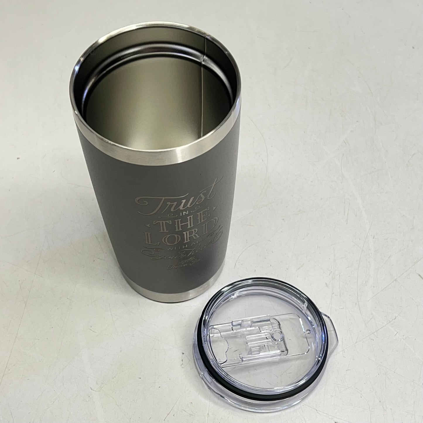 CHRISTIAN ART GIFTS Trust in the Lord Stainless Steel Mug 18 oz Taupe SMUG191