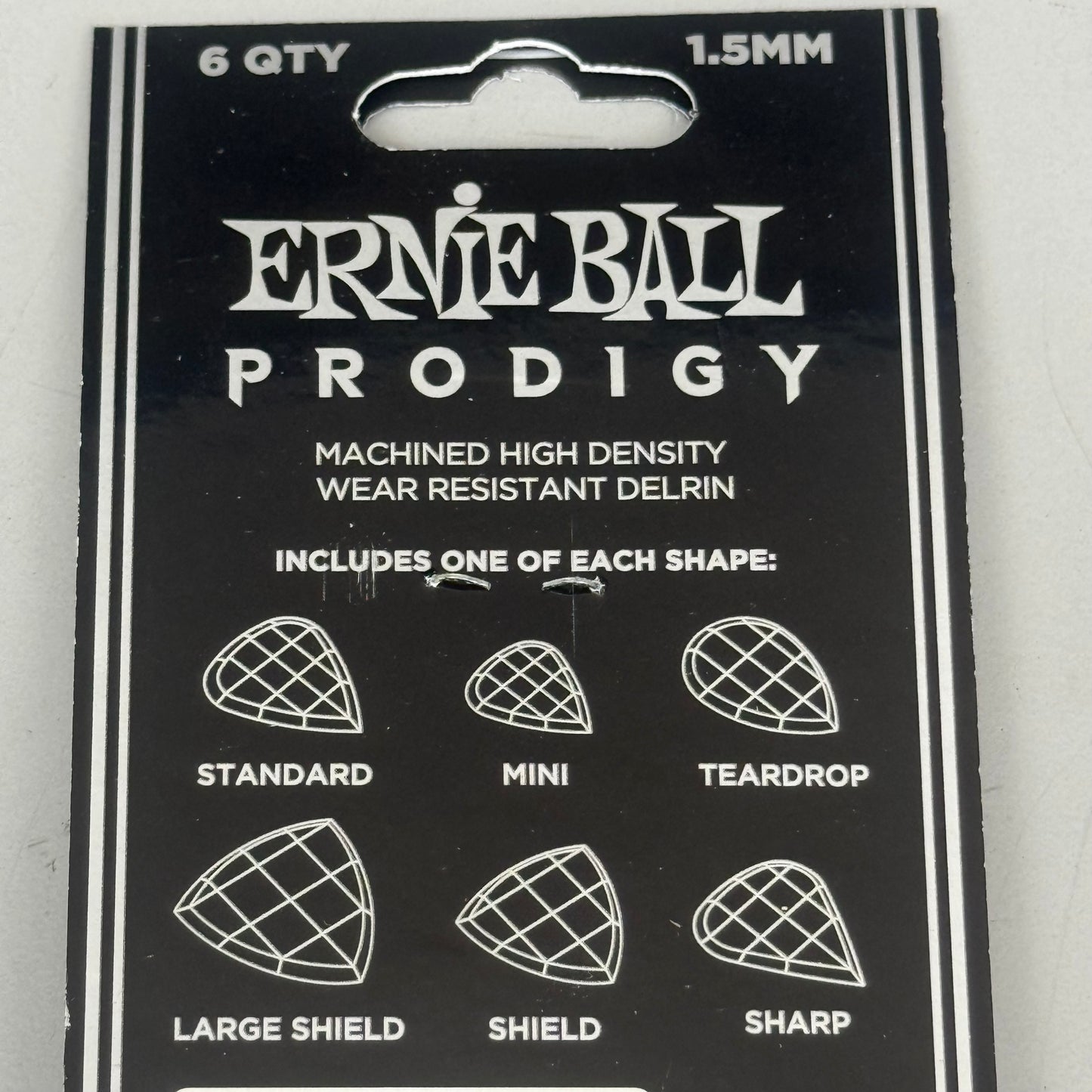 ERNIE BALL PRODIGY (10 Packs of 6) Delrin Black Guitar Picks 1.5 MM P09342