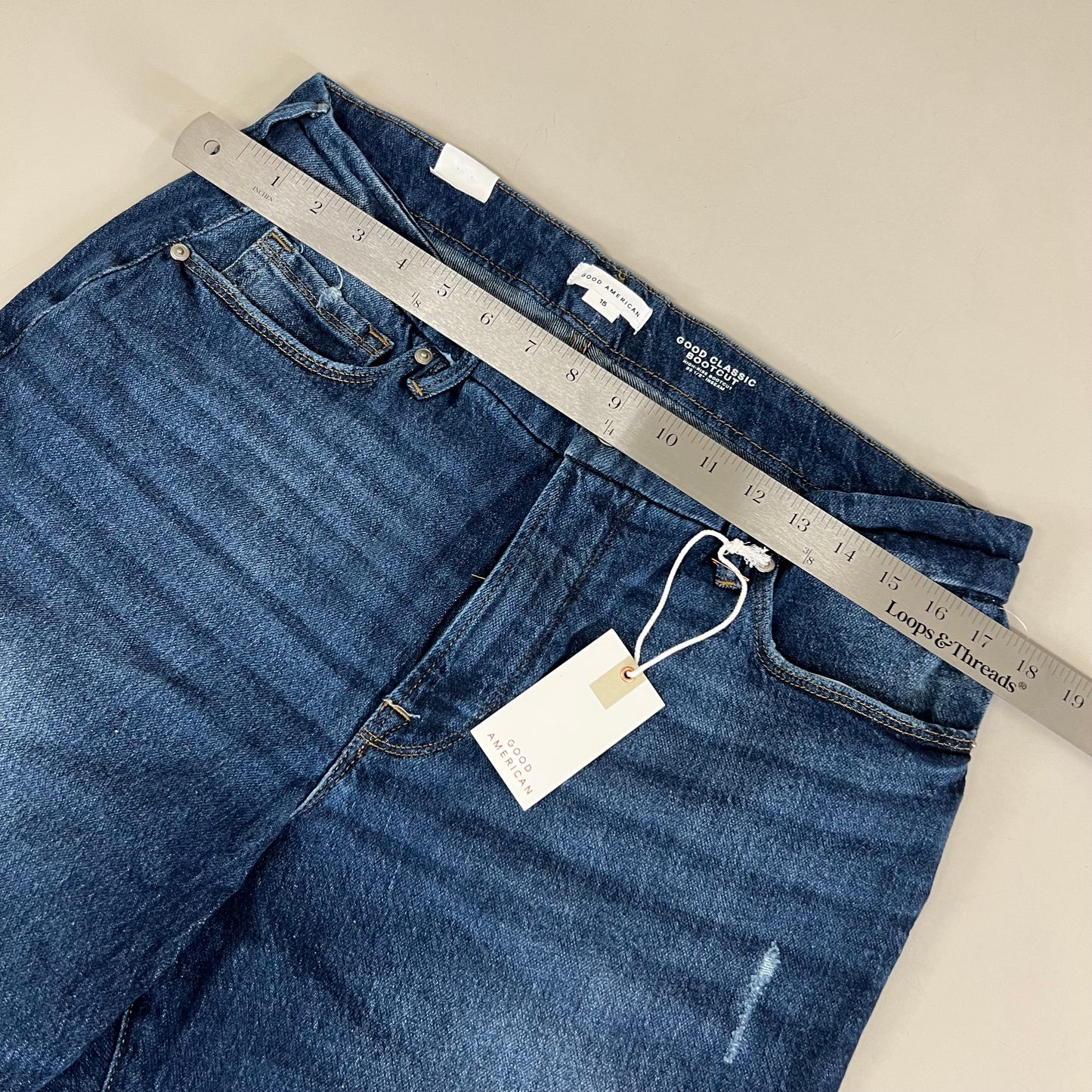 GOOD AMERICAN Good Classic Slim Bootcut High-Rise Jeans Women's Sz 15 Indigo704 GCLB575T