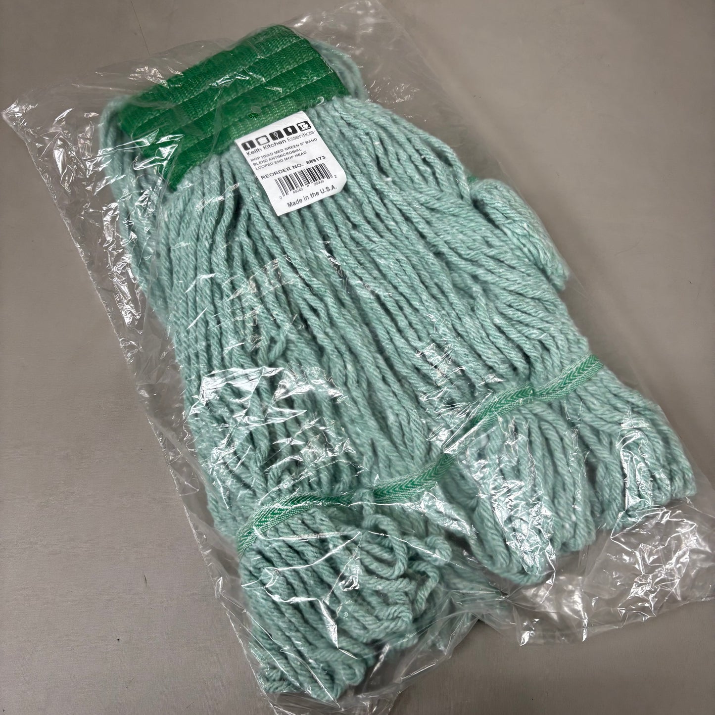 ZA@ KEITH KITCHEN ESSENTIALS (8 PACK) Looped End Mop Head 4-Ply Yarn 5"W Band Green As-is 889168