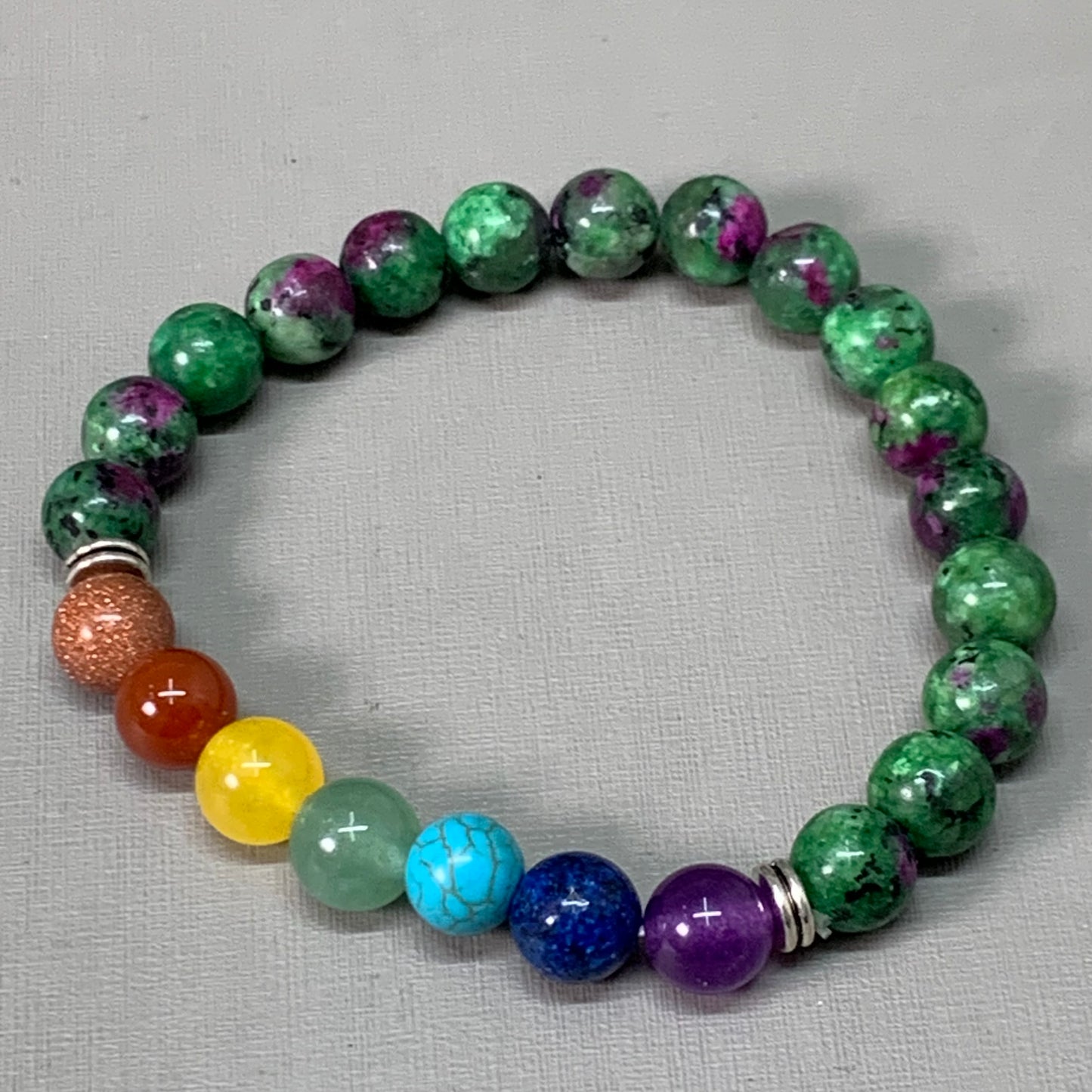 BEST WHOLESALE (12 PACK) Beaded Crystal Bracelets 3" Green-Purple/Rainbow New