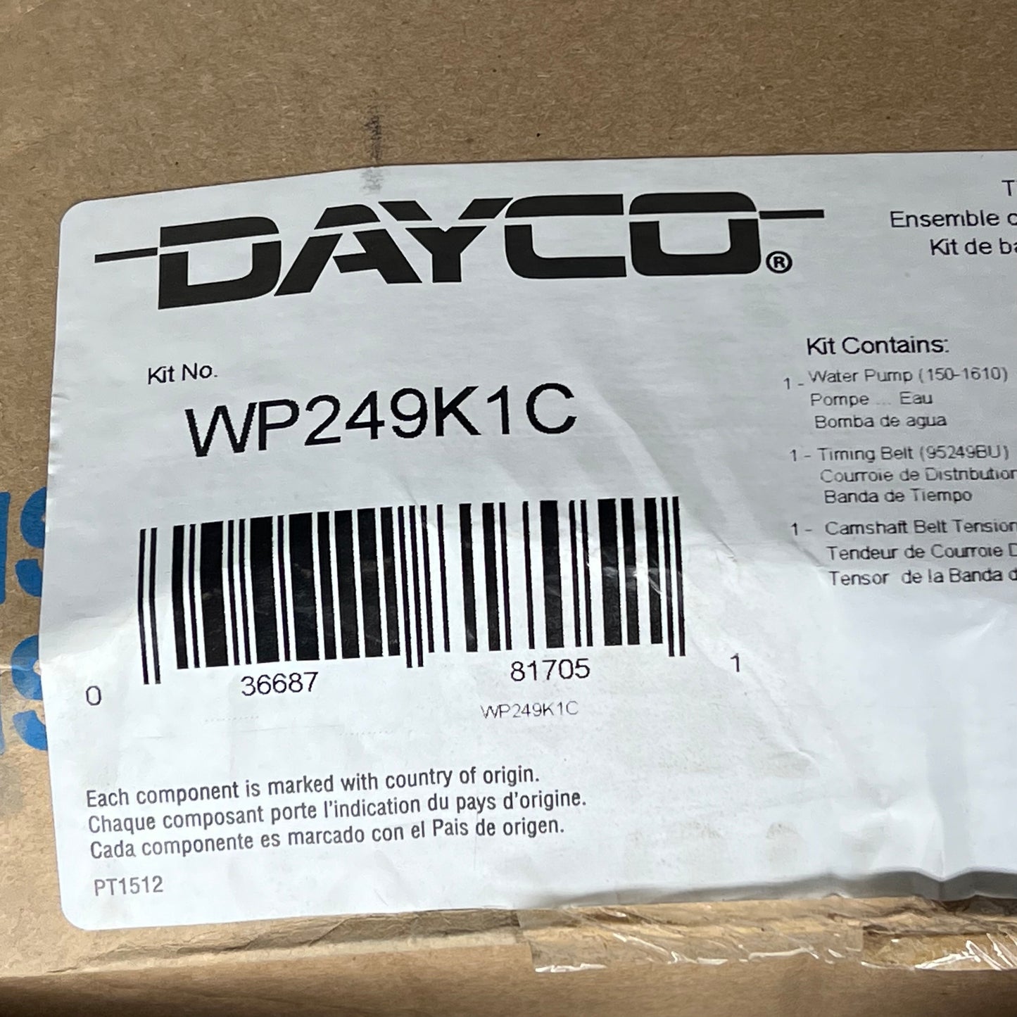 DAYCO Timing Belt Kit w/ Water Pump Long-Lasting Performance WP249K1C