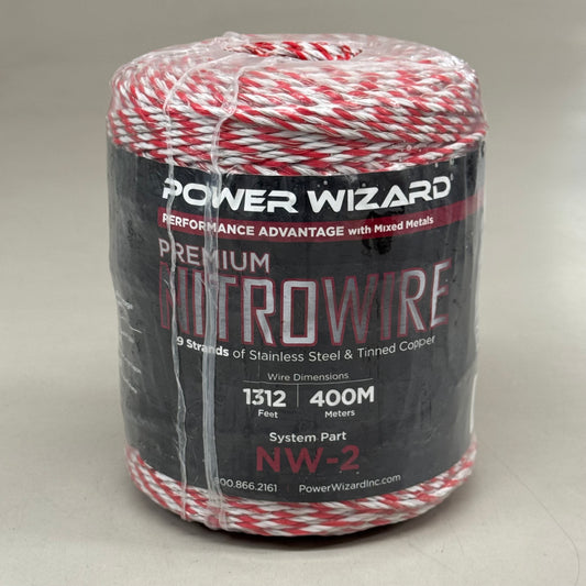 POWER WIZARD Nitro Wire Premium Stranded, Copper/SS Conductor Red/White 1312'
