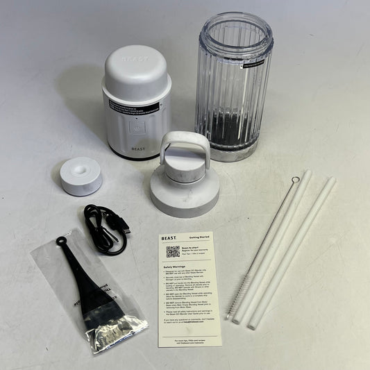 ZA@ BEAST Go Cordless Premium Portable Blender W/ Drinking Cap & Straw 11.12V Cloud White (As-is)