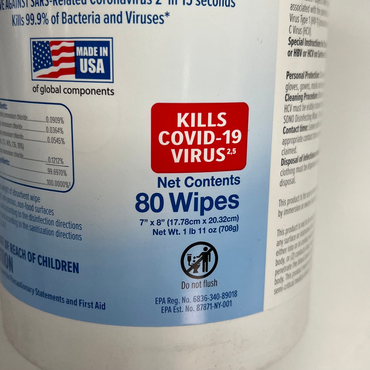 SONO (6 PACK, 80 Wipes Each) Disinfecting Wipes For Plastic & Rubber Surfaces