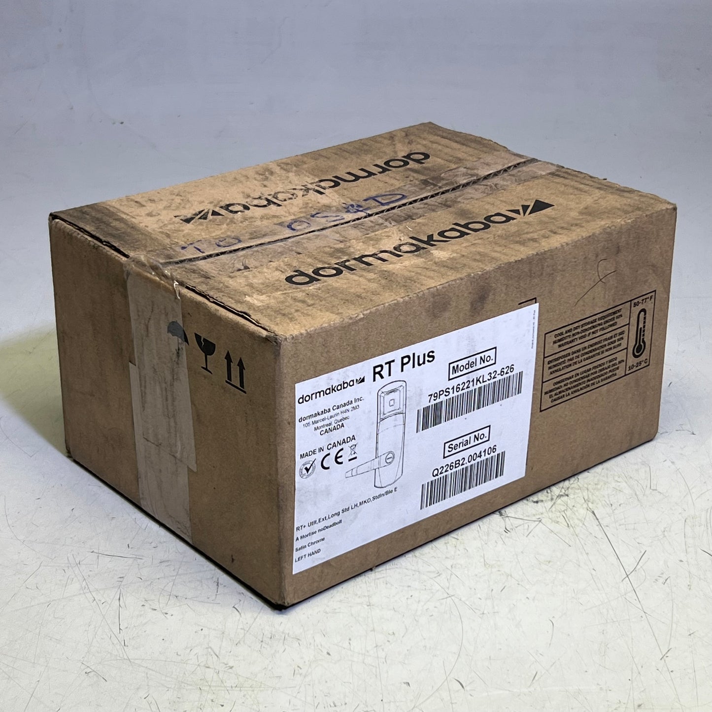 DORMAKABA RT PLUS RFID Handle Lock, Mortise and Cylindrical, Standalone RFID Proximity 79PS16221KL32-626