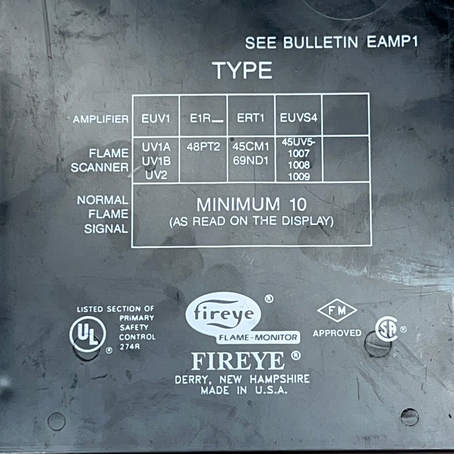 FIREYE Flame Amplifier Module For Monitor System EUV1