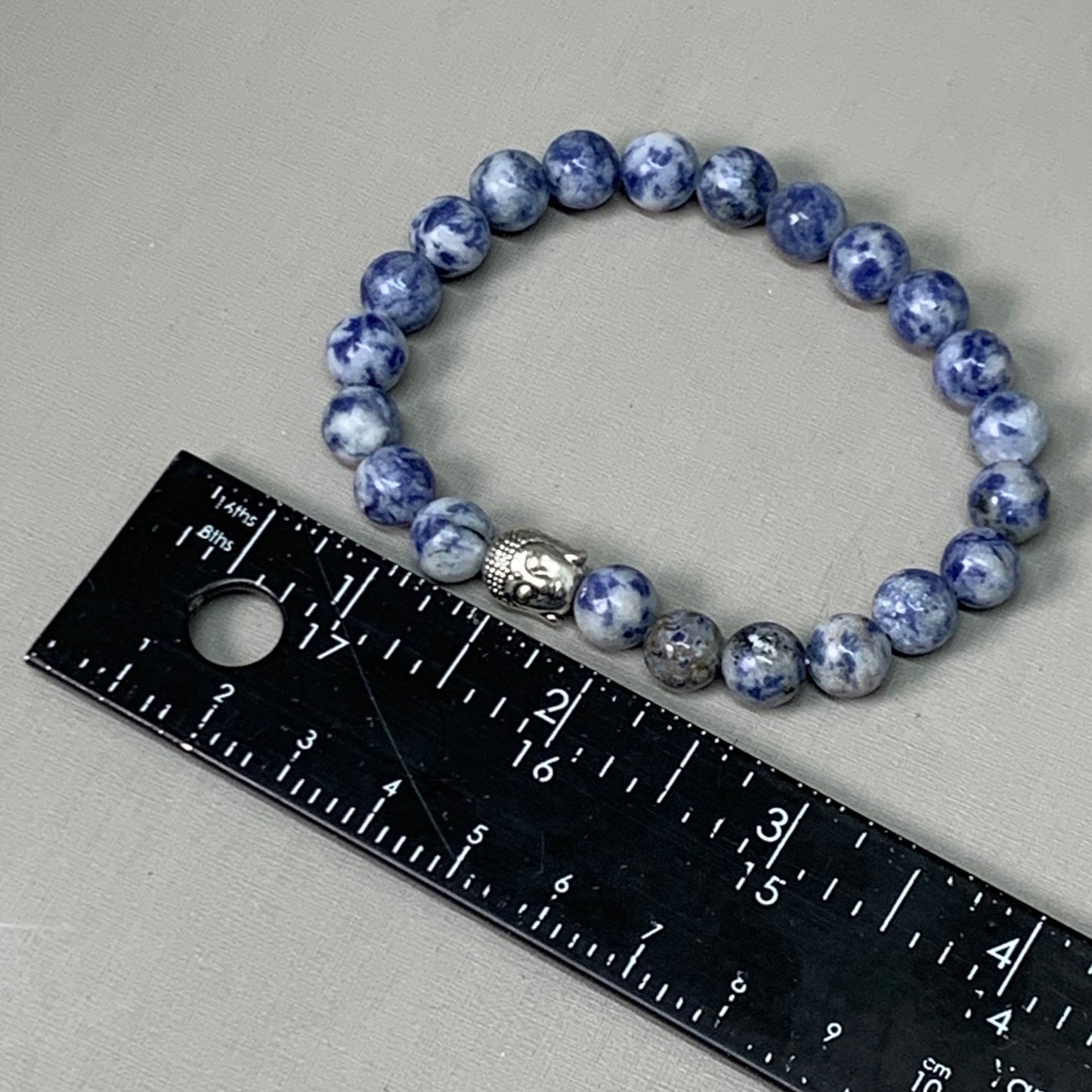 BEST WHOLESALE 12-PACK! Blue Marbled Beaded Crystal Bracelets 3" Silver Head New